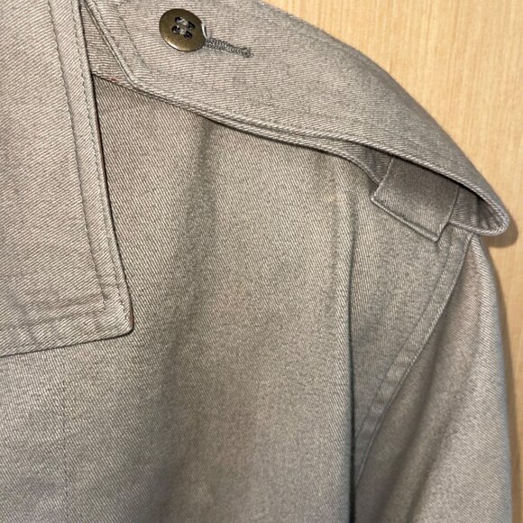 Together Vintage Womens Military Trench Coat Size 10 Khaki Green Button Lined - Picture 12 of 16